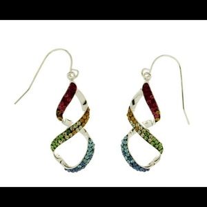 Rainbow crystals dangle earrings
